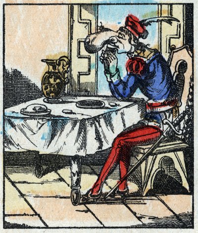 Illustration av berättelsen "The Adventures of Grand Flandrin"” Trästick från Imaging Pellerin - Epinal, sd. Sent 1800-tal. av French School