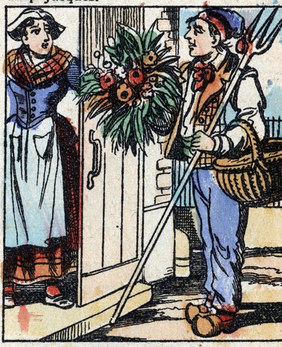 Illustration av berättelsen "" Djävulens gaffel "" Trästick från Imaging Pellerin - Epinal, sd. Sent 1800-tal. av French School