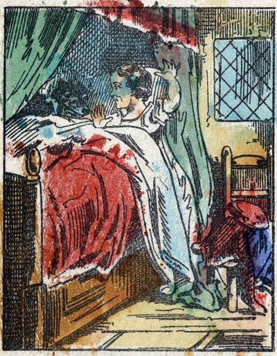 Illustration av berättelsen "Rödluvan"" av Charles Perrault. Trästick från Imaging Pellerin - Epinal, sd. Sent 1800-tal. av French School