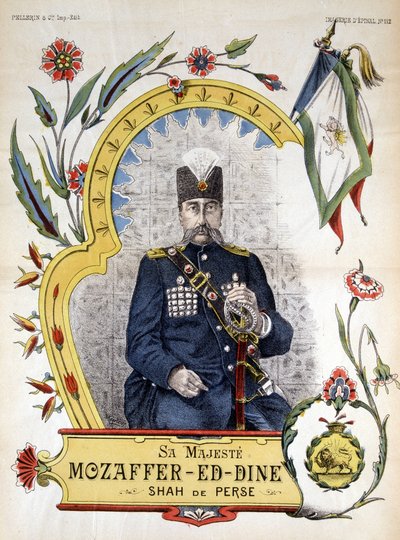 Bild av epinal, Mozaffer ed dine (Mozaffer-ed-dine, Mozaffar-al-Din, Mozaffar al Din, Mozafaredin) shah av Persien från 1896 till 1906. av French School