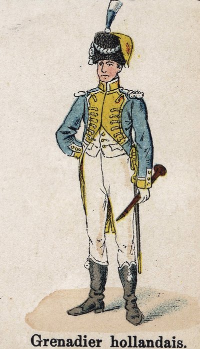 Imperial Guard Napoleon I: Holländsk grenadjär - musiker. Tallrik från boken Les Uniforms de l