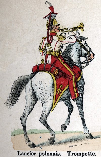 Imperial Guard Napoleon I: Polish Lancer - Trumpet. Tallrik från boken Les Uniformes de l