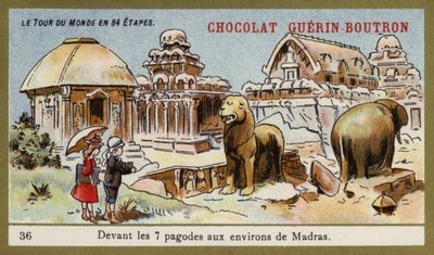 Framför de sju templen i området Madras (chromolitho) av French School