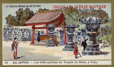 Rökelsebrännare av Shibas tempel i Edo, Japan (chromolitho) av French School
