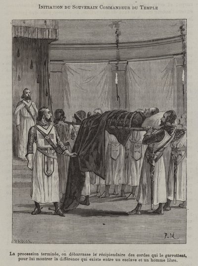 Initiering av en befälhavare för templet (gravyr) av French School
