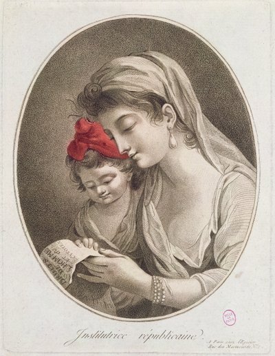 Institutrice Republicaine. c.1789 (färggravyr) av French School