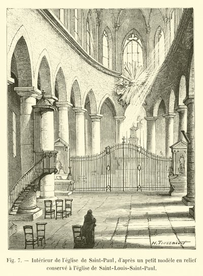Interiör av kyrkan Saint-Paul, från en liten modell i relief bevarad i kyrkan Saint-Louis-Saint-Paul av French School