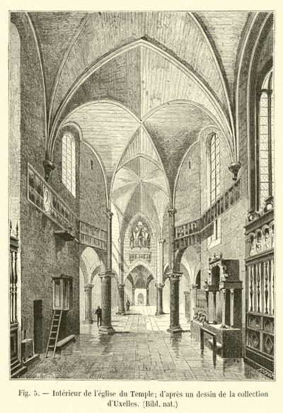 Tempelkyrkans inre; från en teckning i dUxelles samling, Bibl nat av French School