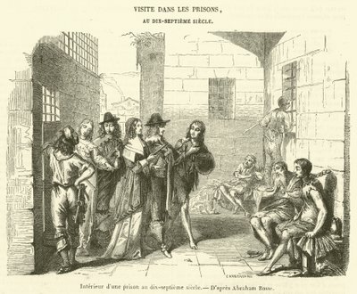 Interiör från ett fängelse på 1600-talet (gravyr) av French School