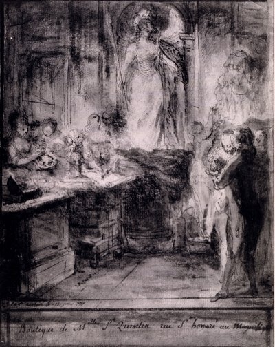 Interiör i venetiansk butik, 1777 av French School