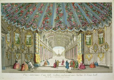 Interiör av ett galleri som leder till Vauxhall Gardens av French School