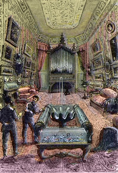 Interiör av Nautilus, illustration från 