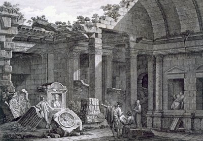 Interiör av Dianatemplet, Nimes, från Antiquities of France: Vol I, Monuments of Nimes av French School