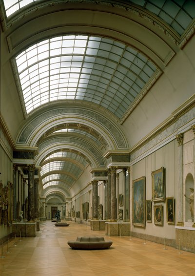 Interiörvy av Grande Galerie, 1500-1800-talet av French School