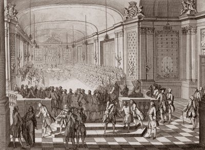 Invändig bild av Jacobins Hall, i Nantes, under innehavet av Förenta staterna i Bretagne 1764. av French School