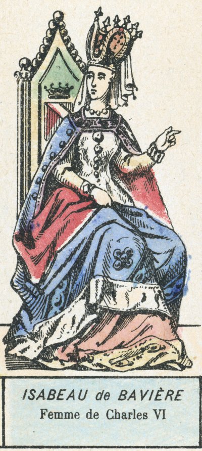 Isabella av Bayern, hustru till Karl VI (färgad gravyr) av French School