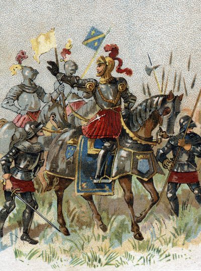 Italienska krig: Ludvig XII (1462-1515), kung av Frankrike, vid slaget vid Agnadel (Milano) i Italien den 14 maj 1509. Kromolitografi. av French School
