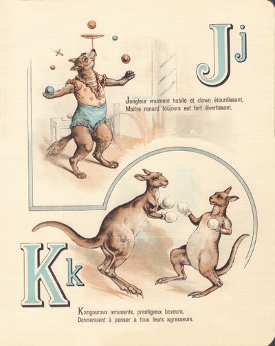 J K: Glad räv, jonglör, känguru, kickboxning av French School