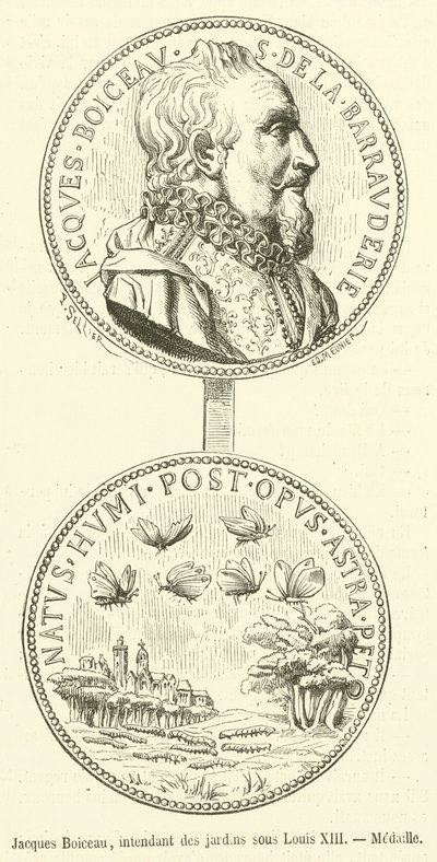 Jacques Boiceau, trädgårdsintendent under Ludvig XIII, Medaille (gravyr) av French School