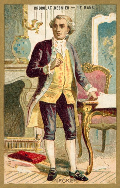 Jacques Necker, schweizisk född fransk bankir och statsman (chromolitho) av French School