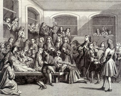 Jansenism: konvulsionerna på kyrkogården Saint-Médard på diakonen Parîs (1690 - 1727) grav där "mirakel" inträffade. 1700-talstryck. av French School