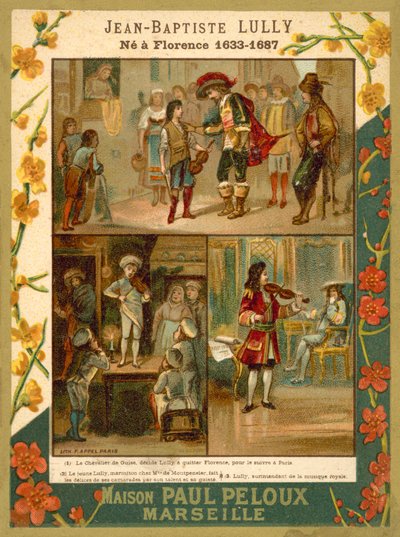 Jean-Baptiste Lully, fransk musiker och kompositör (chromolitho) av French School