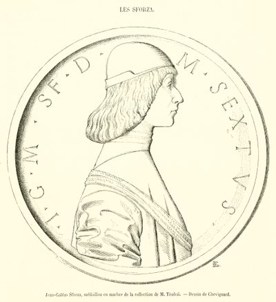 Jean-Galeas Sforza, marmormedaljong från samlingen av M Timbal (gravyr) av French School