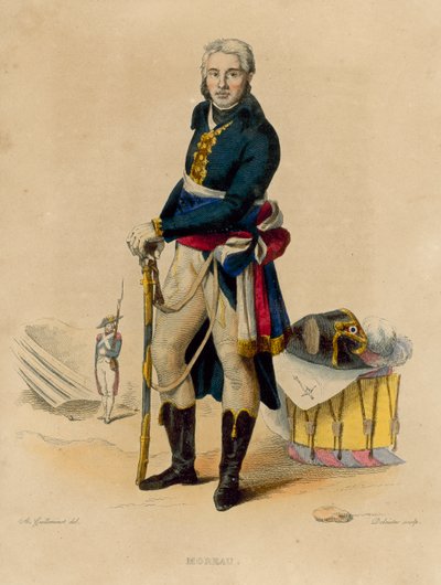 Jean-Victor Moreau (färgad gravyr) av French School