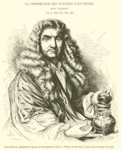 Jean Chabert, parfymör i Lyon, på 1600-talet (gravyr) av French School