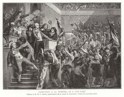 Jean Denis, komte Lanjuinais, på talarstolen för konventet, franska revolutionen, 2 juni 1793 av French School