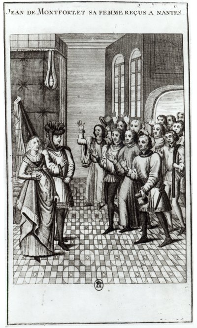 Jean de Bretagne (1293-1345) greve av Montfort och hans fru välkomnas i Nantes av French School