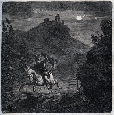 Jean de Laval Comte de Chateaubriant (Laval-Chateaubriant) (1486-1543) flydde till England efter att ha mördat sin fru Francoise de Foix, grevinnan av Chateaubriant (ca 1495-1537). Gravyr från 1871 i "Histoire Des Cocus Celebres"" av Henry de Kock (1819) av French School