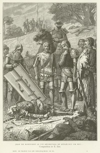 Jean de Montfort upptäcker kroppen av Charles av Blois efter slaget vid Auray, 1364 av French School