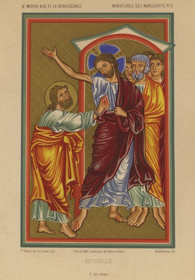 Jesus Kristus bär såren från korsfästelsen (chromolitho) av French School