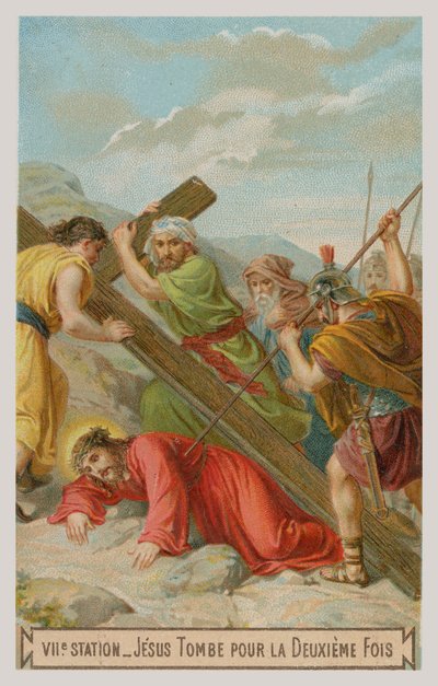 Jesus faller för andra gången. Korsets sjunde station av French School