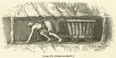 Ung flicka som drar en vagn av French School