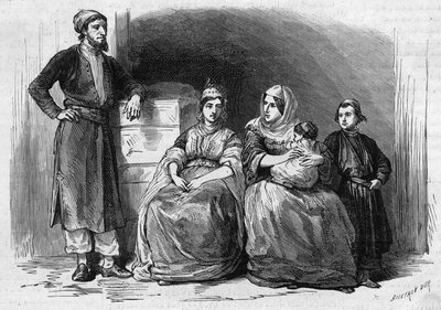 Judisk befolkning i Tetouan (Tetuan) i Marocko: medlemmar av en judisk familj av French School