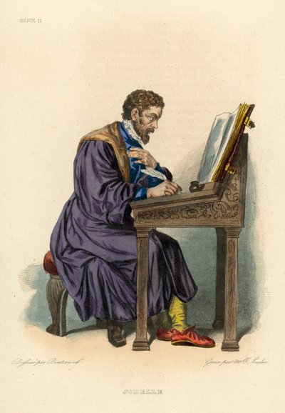 Jodelle (färgad gravyr) av French School