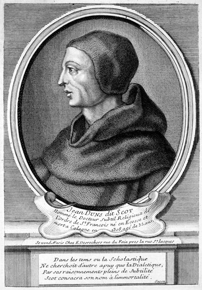 John Duns (Duns Scotus), skotsk katolsk präst, filosof och teolog (gravyr) av French School