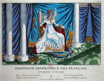 Josephine (1763-1814) kejsarinna av fransmännen och drottningen av Italien (färg litho) av French School