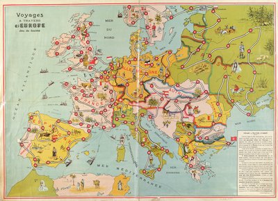 Resor över Europa Brädspel, c.1875 av French School