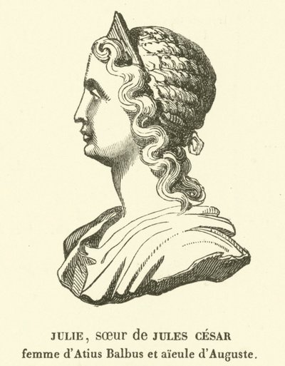 Julia Minor, syster till Julius Caesar, hustru till Marcus Atius Balbus och mormor till Augustus (gravyr) av French School