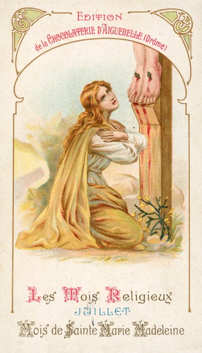 Juli, St Mary Magdalena månad (chromolitho) av French School