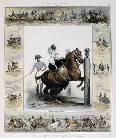 Hoppning i "Pittoresk historia om forntida och modern ridning" av Charles Aubry av French School