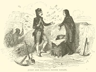 Junot och Napoleon före Toulon (gravyr) av French School