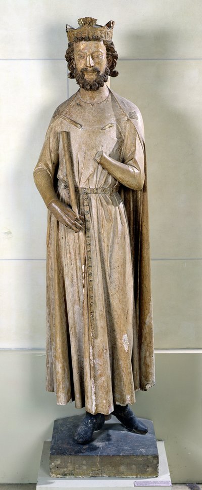 Kung Childebert I (497-558) från klostret Saint-Germain-des-Pres, ca 1239-44 (kalksten) av French School