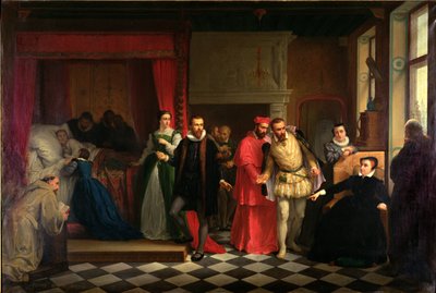 Kung Francis II (1544-60) på sin dödsbädd, 1865 av French School