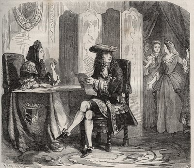 Kung Ludvig XIV (1638 -1715) och hans hustru, markisin av Maintenon (Francoise d