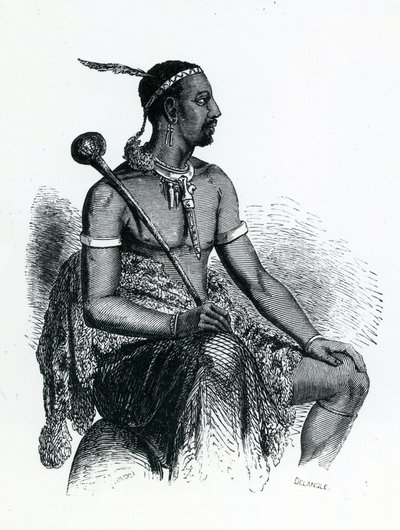 Kung Moshoeshoe I (ca 1786-1870) 1833 (gravyr) av French School