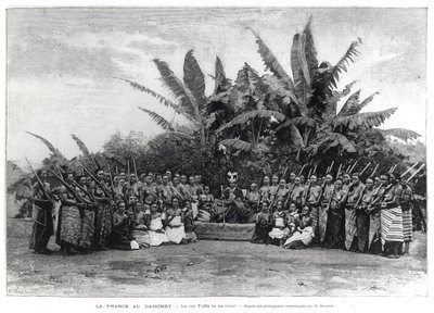 Kung Toffa (f. 1874-1908) och hans hov, Dahomey, 1892 av French School